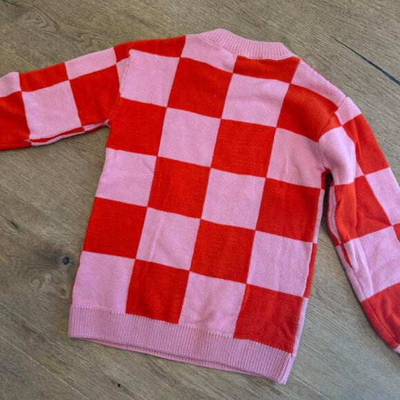 H&M Kids Pink & Red Checkerboard Sweater - Picture 4 of 6